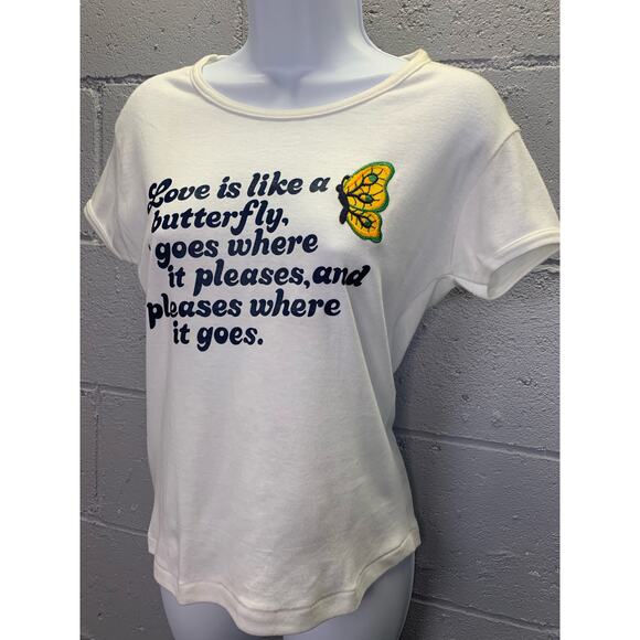 Vtg 70s Single Stitch T-shirt Whimsical Love is like a Butterfly Med - Picture 9 of 9